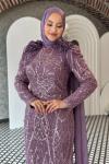 Çiçek Tesettür Abiye Lila