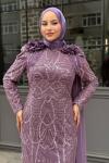 Çiçek Tesettür Abiye Lila