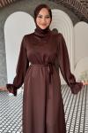 Simay Tesettür Abiye Kahverengi