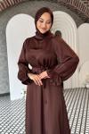 Simay Tesettür Abiye Kahverengi