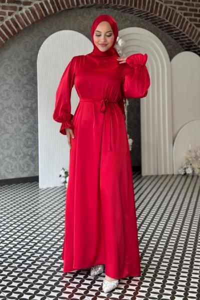 Simay Tesettür Abiye Kırmızı