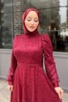 Nisa Tesettür abiye Bordo