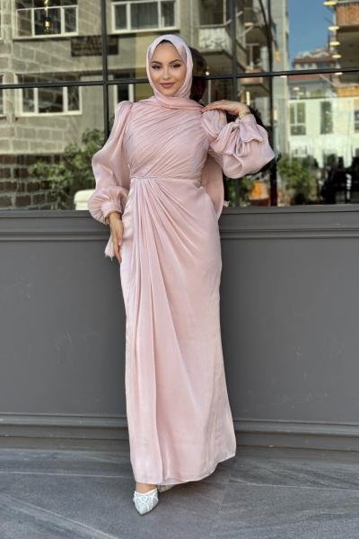 Asuman tesettür abiye Pembe