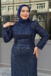 Zühre Tesettür Abiye Lacivert