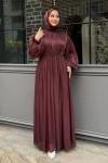 Dilay Tesettür Abiye Kahverengi