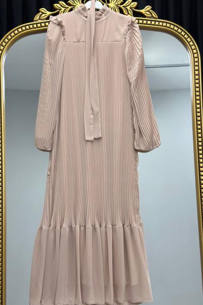 AYMİRA PLİSELİ ŞİFON Bej