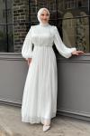 Dilay Tesettür Abiye Beyaz