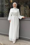 Dilay Tesettür Abiye Beyaz