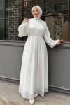 Dilay Tesettür Abiye Beyaz
