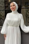 Dilay Tesettür Abiye Beyaz