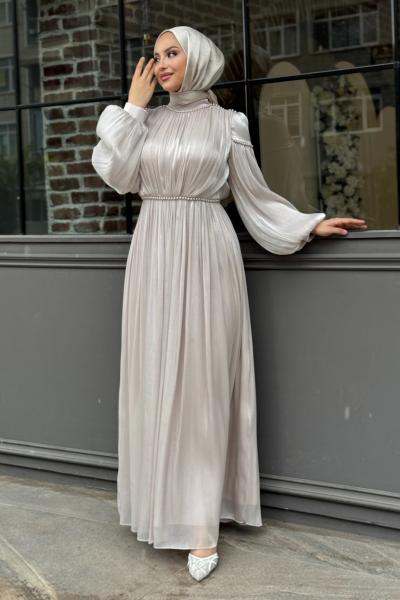 Dilay Tesettür Abiye Taş Rengi