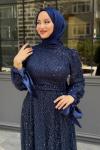 Asena Tesettür Abiye Lacivert