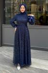 Asena Tesettür Abiye Lacivert