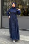 Asena Tesettür Abiye Lacivert