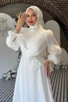 Meltem Tesettür Abiye Beyaz