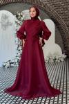 Meltem Tesettür Abiye Bordo