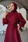 Meltem Tesettür Abiye Bordo