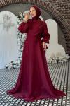 Meltem Tesettür Abiye Bordo