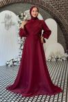 Meltem Tesettür Abiye Bordo