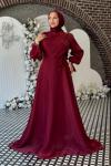 Meltem Tesettür Abiye Bordo