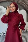 Meltem Tesettür Abiye Bordo