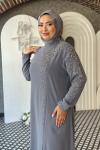 Didem Tesettür Abiye Gri