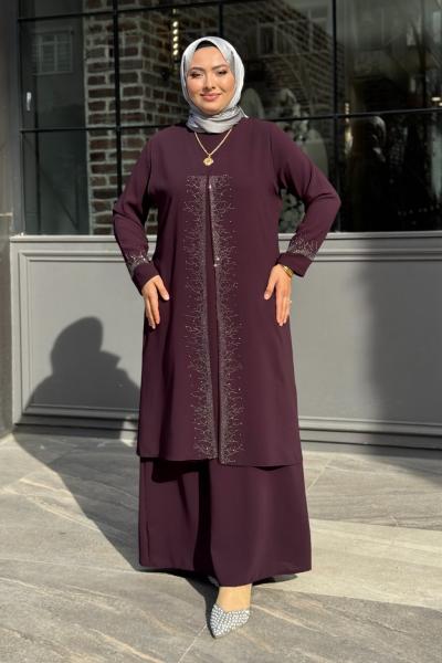 Zarife Tesettür Abiye Mürdüm