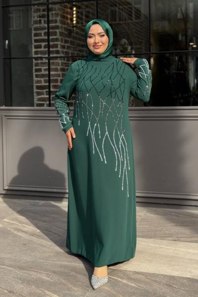 Cemre Tesettür Abiye Zümrüt