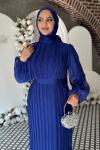 Kumru Tesettür Abiye Saks Mavisi