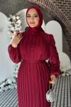 Kumru Tesettür Abiye Bordo