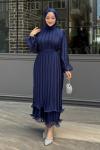 Kumru Tesettür Abiye Lacivert