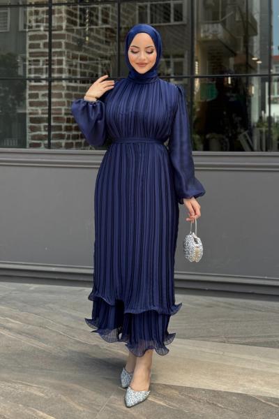 Kumru Tesettür Abiye Lacivert