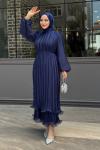 Kumru Tesettür Abiye Lacivert