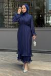 Kumru Tesettür Abiye Lacivert