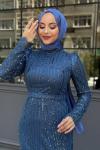Gülşah Tesettür Abiye İndigo Mavisi