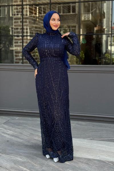 Gülşah Tesettür Abiye Lacivert