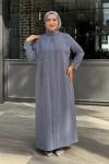 Hanımeli Tesettür Abiye Gri