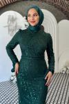 Güneş Tesettür Abiye Zümrüt