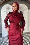 Efsane Tesettür Abiye Bordo