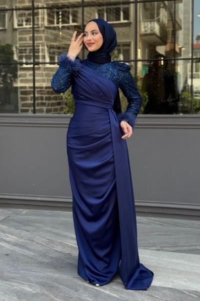 Efsane Tesettür Abiye Lacivert
