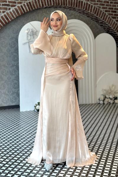 Öykü Tesettür Abiye Bej