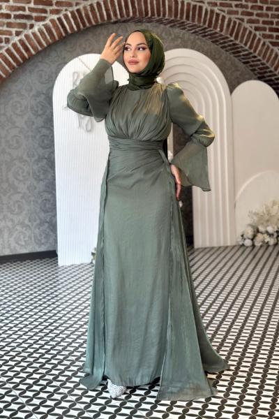 Öykü Tesettür Abiye Koyu Yeşil