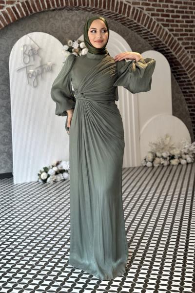Semanur Tesettür abiye Koyu Yeşil
