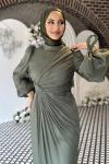Semanur Tesettür abiye Koyu Yeşil