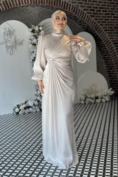 Semanur Tesettür abiye Taş Rengi