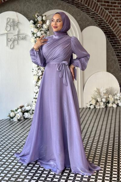 Meltem Tesettür Abiye Lila