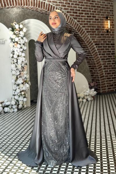 Hasibe Tesettür Abiye Antrasit