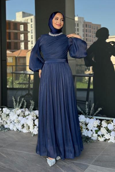 İlknur Tesettür Abiye Lacivert