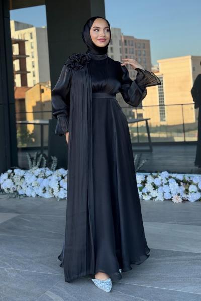 Gelincik Tesettür Abiye Siyah