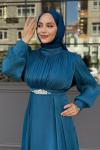 Gülbahar Tesettür Abiye Petrol Mavisi